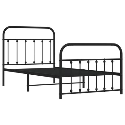 vidaXL Metal Bed Frame without Mattress with Footboard Black 39.4"x74.8"