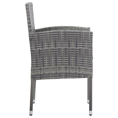 vidaXL Patio Chairs with Dark Gray Cushions 2 pcs Gray Poly Rattan