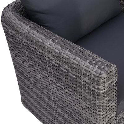 vidaXL 9 Piece Patio Lounge Set with Cushions Poly Rattan Gray