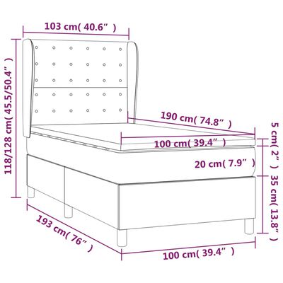 vidaXL Box Spring Bed with Mattress Light Gray Twin Fabric