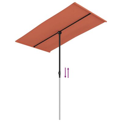 vidaXL Garden Parasol with Aluminum Pole 70.9"x43.3" Terracotta