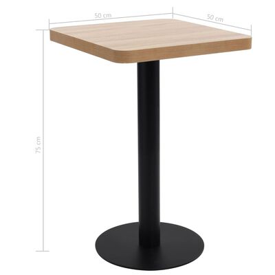 vidaXL Bistro Table Light Brown 19.7"x19.7" MDF