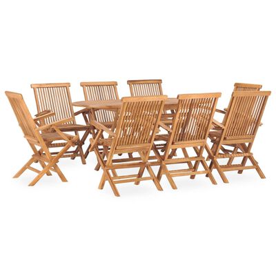 vidaXL 9 Piece Folding Patio Dining Set Solid Teak Wood