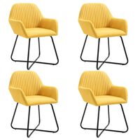 vidaXL Dining Chairs 4 pcs Yellow Fabric