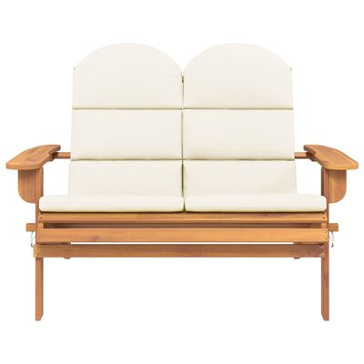 vidaXL Adirondack Patio Bench with Cushions 49.6" Solid Wood Acacia