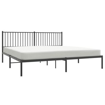 vidaXL Metal Bed Frame without Mattress with Headboard Black 76"x79.9"