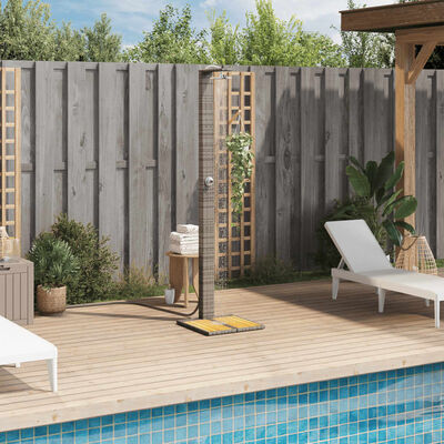 vidaXL Outdoor Shower Gray 19.7"x21.7"x88.2" Poly Rattan and Acacia Wood