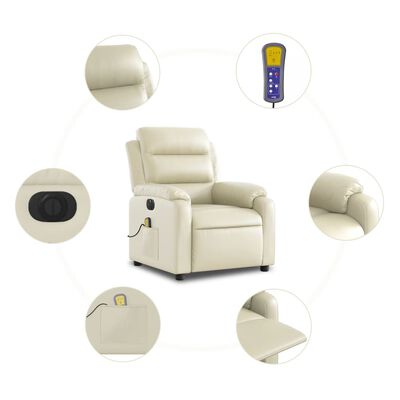 vidaXL Electric Massage Recliner Chair Cream Faux Leather