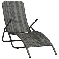 vidaXL Folding Sun Lounger Poly Rattan Gray