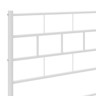 vidaXL Metal Bed Frame without Mattress with Headboard White 53.1"x74.8"