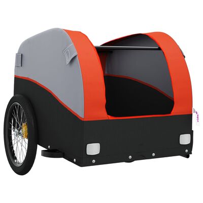 vidaXL Bike Trailer Black and Orange 99.2 lb Iron