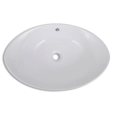 vidaXL Luxury Ceramic Basin Oval with Overflow 23.2" x 15.2"