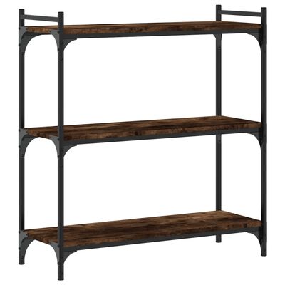 vidaXL Bookcase 3-Tier Smoked Oak 31.5"x11.8"x33.9" Engineered Wood