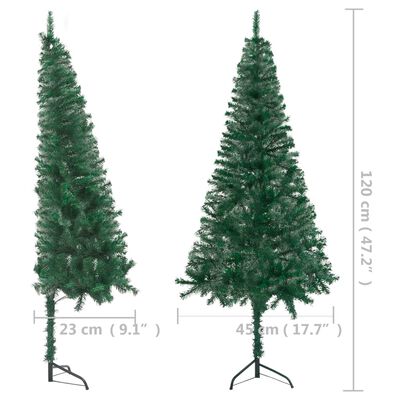 vidaXL Corner Artificial Christmas Tree LEDs&Ball Set Green 47.2" PVC