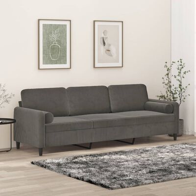 vidaXL 3-Seater Sofa with Pillows&Cushions Dark Gray 82.7" Velvet