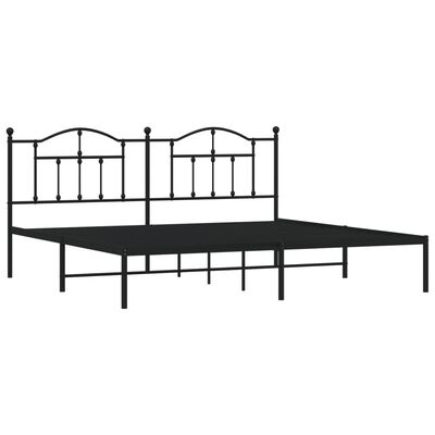 vidaXL Metal Bed Frame without Mattress with Headboard Black 76"x79.9"