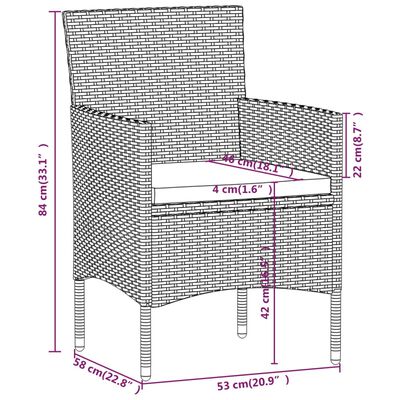 vidaXL 5 Piece Patio Dining Set with Cushions Black