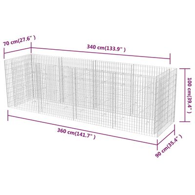 vidaXL Gabion Raised Bed Steel 141.7"x35.4"x39.4"