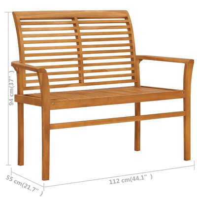 vidaXL Patio Bench with Light Blue Cushion 44.1" Solid Teak Wood