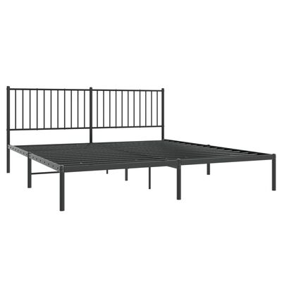 vidaXL Metal Bed Frame without Mattress with Headboard Black 72"x83.9"