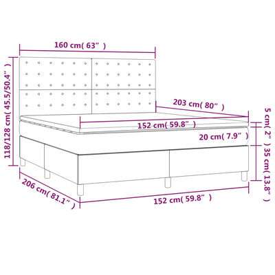 vidaXL Box Spring Bed with Mattress Light Gray Queen Fabric