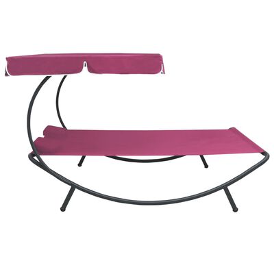 vidaXL Patio Lounge Bed with Canopy and Pillows Pink