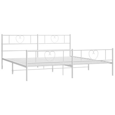 vidaXL Metal Bed Frame without Mattress with Footboard White 76"x79.9"