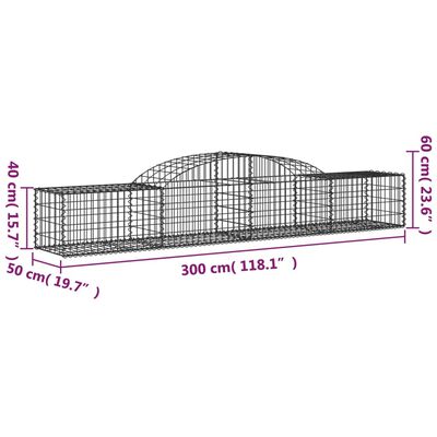 vidaXL Arched Gabion Baskets 20 pcs 118.1"x19.7"x15.7"/23.6" Galvanized Iron