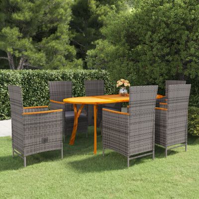 vidaXL 7 Piece Patio Dining Set Gray