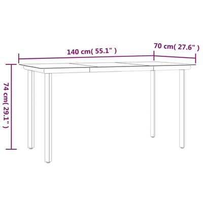 vidaXL 7 Piece Patio Dining Set Black Steel and Textilene