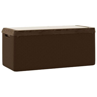 vidaXL Patio Storage Box with Seat Cushion Brown 92.5 gal PP