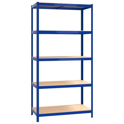 vidaXL 5-Layer Shelves 2 pcs Blue Steel&Engineered Wood