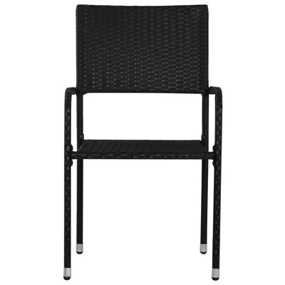 vidaXL Patio Dining Chairs 2 pcs Stackable Black Poly Rattan