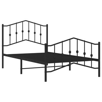 vidaXL Metal Bed Frame without Mattress with Footboard Black 39.4"x74.8"