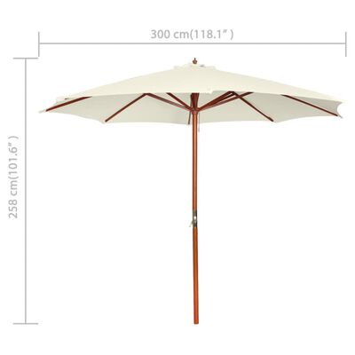 vidaXL Garden Parasol 118.1"x101.6" Sand White