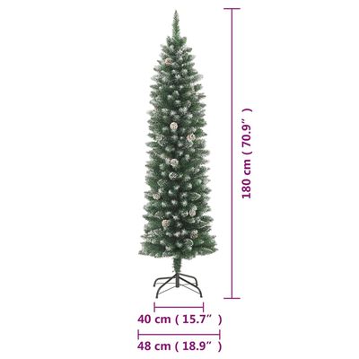 vidaXL Artificial Slim Christmas Tree with Stand 6 ft PVC