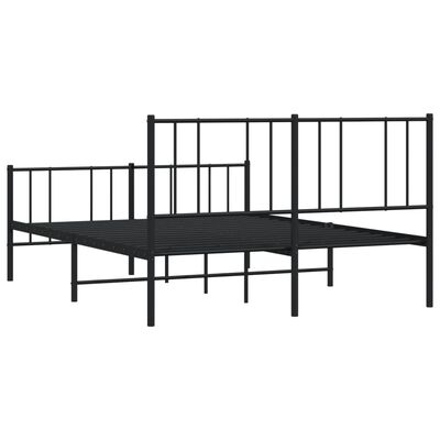 vidaXL Metal Bed Frame without Mattress with Footboard Black 53.1"x74.8"