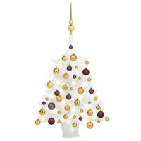 vidaXL Artificial Pre-lit Christmas Tree with Ball Set White 25.6"