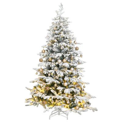 vidaXL Artificial Hinged Christmas Tree 300 LEDs & Ball Set 70.9"