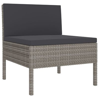 vidaXL 13 Piece Patio Lounge Set with Cushions Poly Rattan Gray