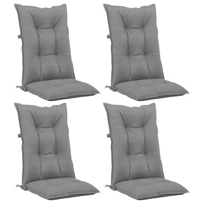 vidaXL Garden Highback Chair Cushions 4 pcs Gray 47.2"x19.7"x2.8" Fabric