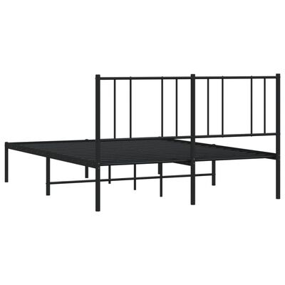 vidaXL Metal Bed Frame without Mattress with Headboard Black 59.1"x78.7"