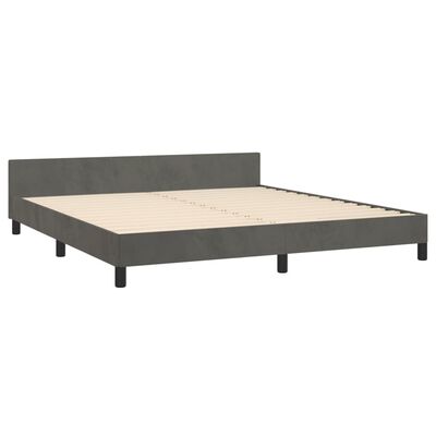 vidaXL Bed Frame with Headboard Dark Gray 59.8"x79.9" Queen Velvet