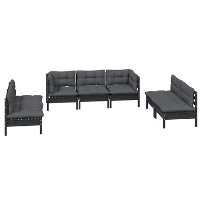 vidaXL 7 Piece Patio Lounge Set with Cushions Solid Pinewood