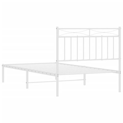 vidaXL Metal Bed Frame without Mattress with Headboard White 39.4"x74.8"