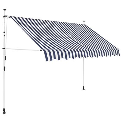 vidaXL Manual Retractable Awning 118" Blue and White Stripes