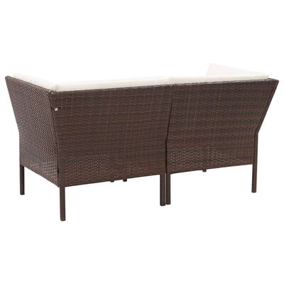 vidaXL 6 Piece Patio Lounge Set with Cushions Poly Rattan Brown