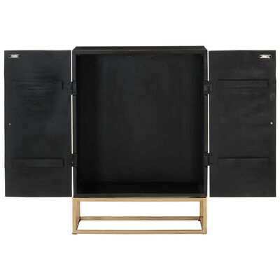 vidaXL Sideboard Black 21.7"x13.4"x29.5" Solid Wood Mango and Iron