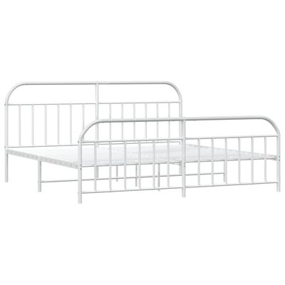 vidaXL Metal Bed Frame without Mattress with Footboard White 76"x79.9"