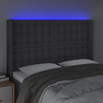 vidaXL LED Headboard Dark Gray 57.9"x6.3"x46.5"/50.4" Fabric